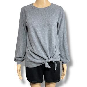 LC Lauren Conrad Womens Knit Sweater Pullover Tie Hem Long Sleeve Gray Medium